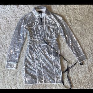 Sequin Piped Detail Bodycon Dress